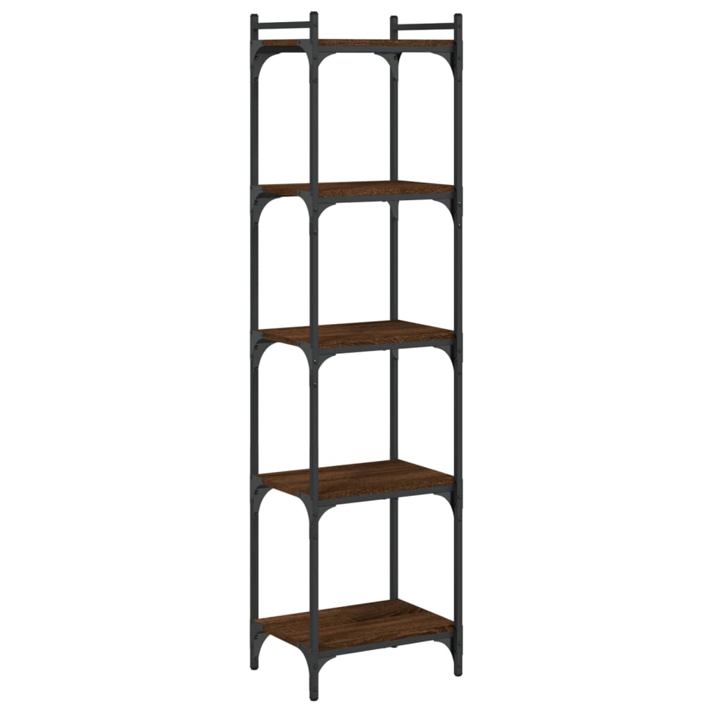 Bookcase 5 Shelves Brown Oak Look 40x30x154cm Wood Material