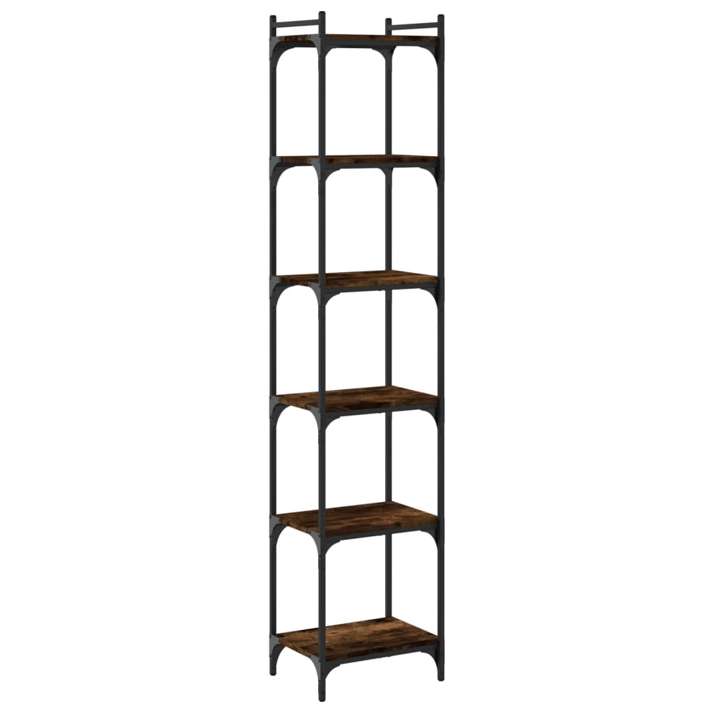 Bookcase 6 shelves smoked oak 40x30x188 cm wood material