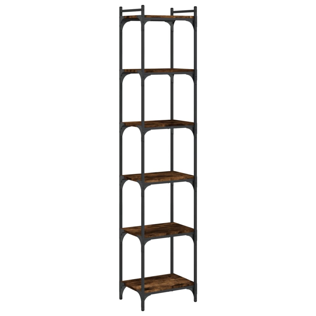 Bookcase 6 shelves smoked oak 40x30x188 cm wood material