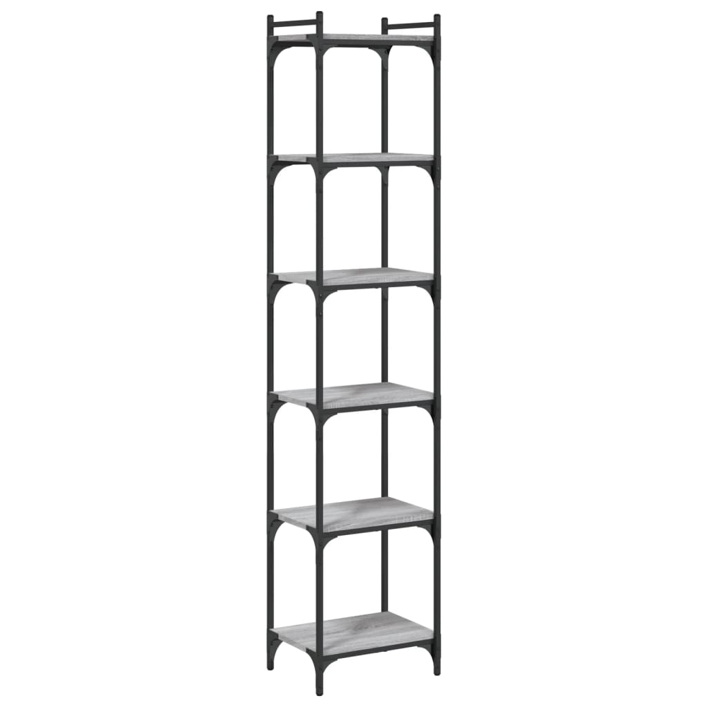 Bookcase 6 Shelves Grey Sonoma 40x30x188 cm Wood Material