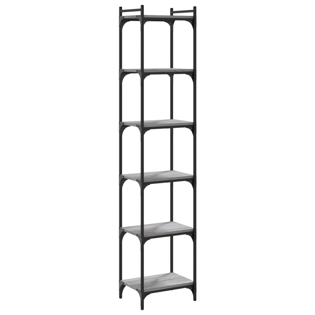 Bookcase 6 Shelves Grey Sonoma 40x30x188 cm Wood Material