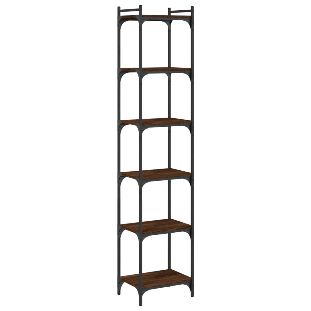 Bookcase 6 Shelves Brown Oak Look 40x30x188cm Wood Material