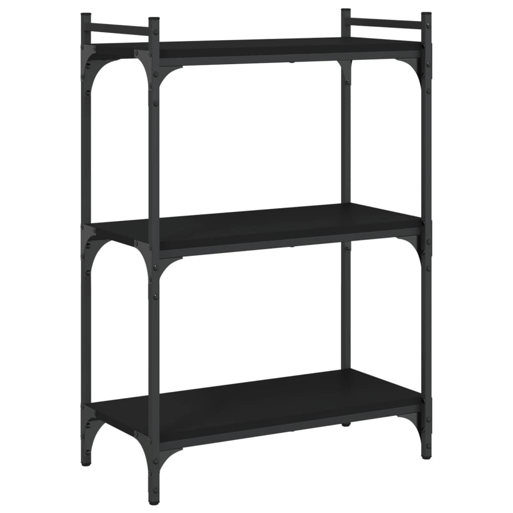 Bookcase 3 Shelves Black 60x30x86 cm Wood Material