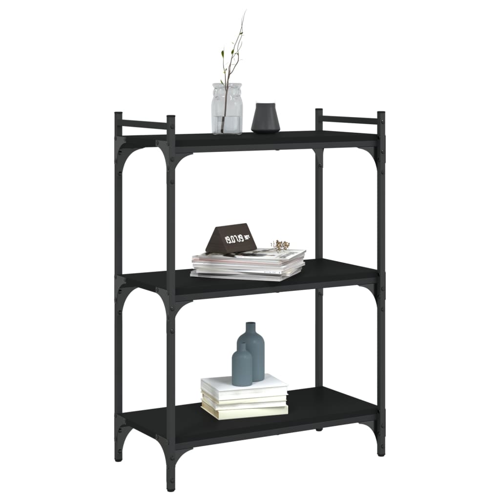 Bookcase 3 Shelves Black 60x30x86 cm Wood Material