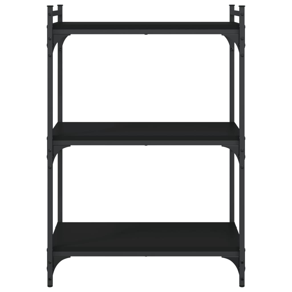 Bookcase 3 Shelves Black 60x30x86 cm Wood Material