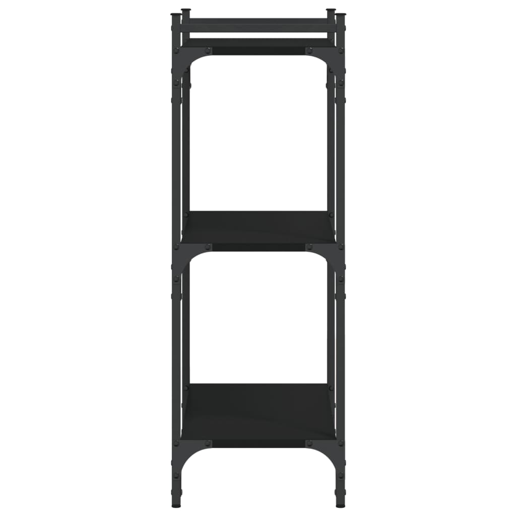 Bookcase 3 Shelves Black 60x30x86 cm Wood Material