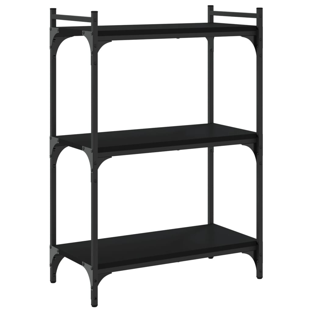 Bookcase 3 Shelves Black 60x30x86 cm Wood Material