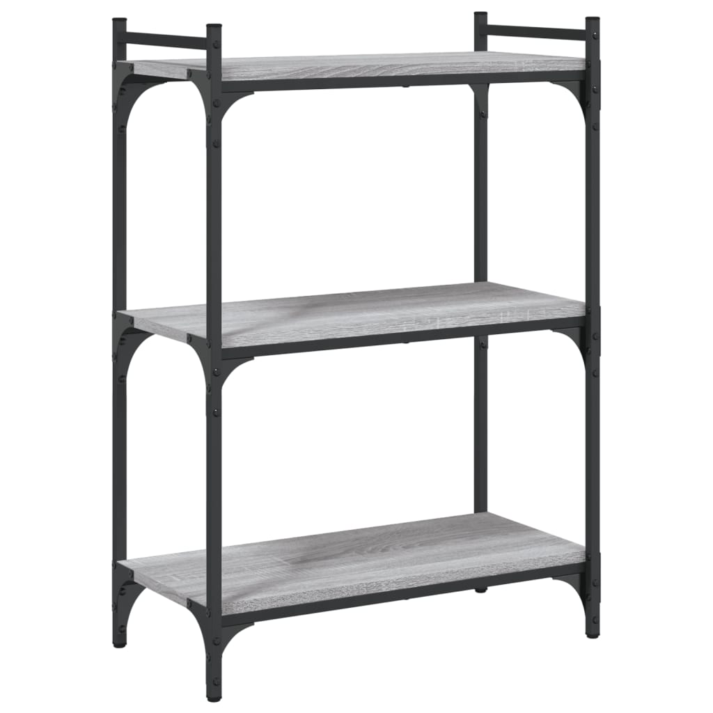 Bookcase 3 Shelves Grey Sonoma 60x30x86 cm Wood Material