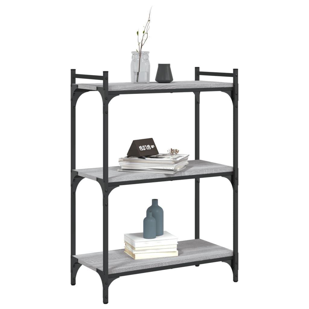 Bookcase 3 Shelves Grey Sonoma 60x30x86 cm Wood Material