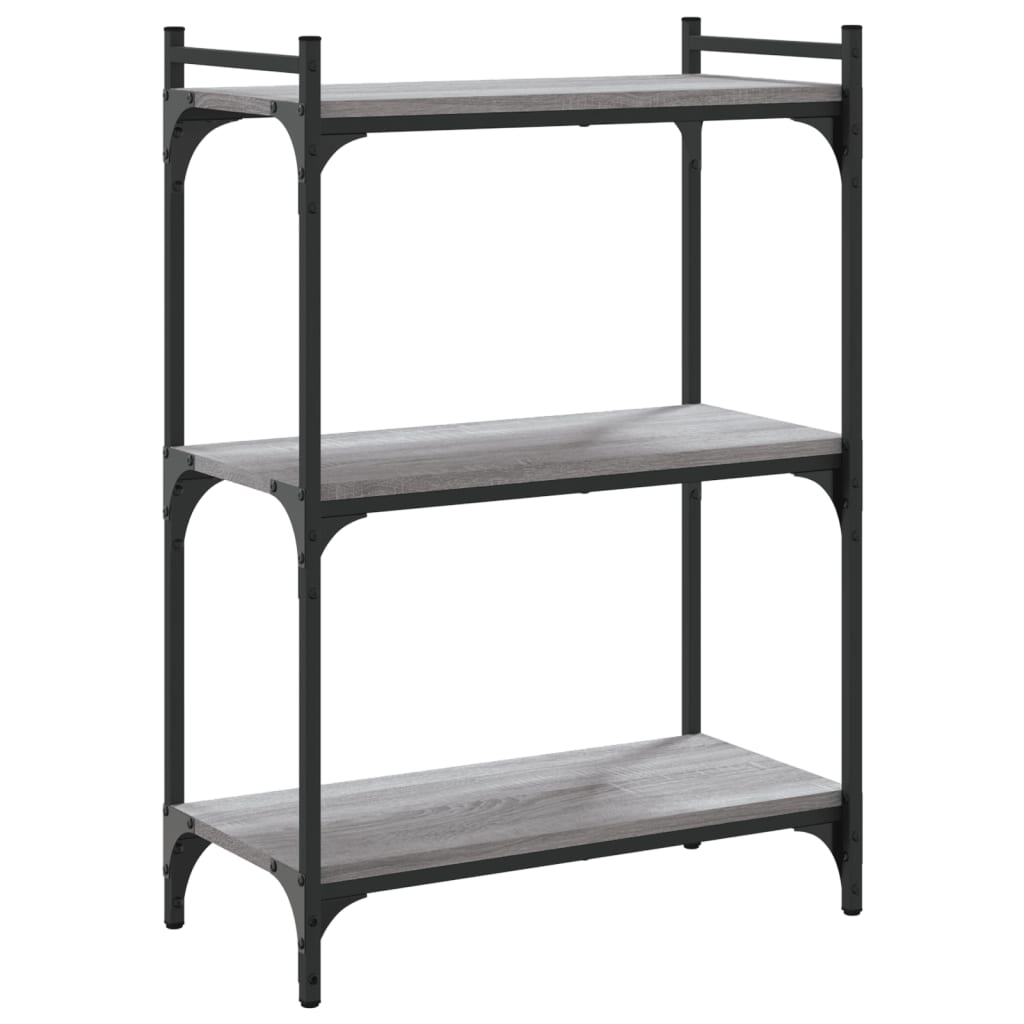 Bookcase 3 Shelves Grey Sonoma 60x30x86 cm Wood Material