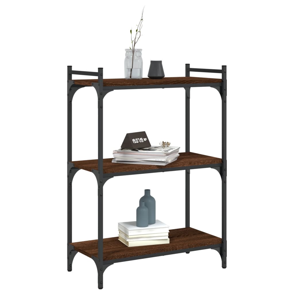 Bookcase 3 Shelves Brown Oak Look 60x30x86cm Wood Material