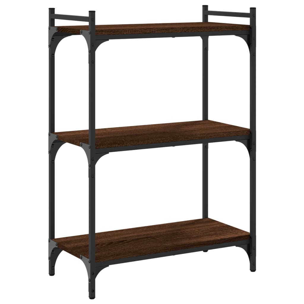 Bookcase 3 Shelves Brown Oak Look 60x30x86cm Wood Material