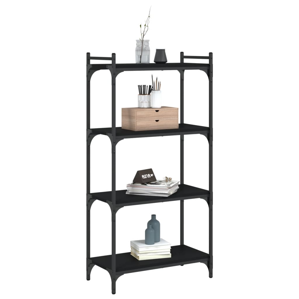 Bookcase 4 Shelves Black 60x30x120 cm Wood Material