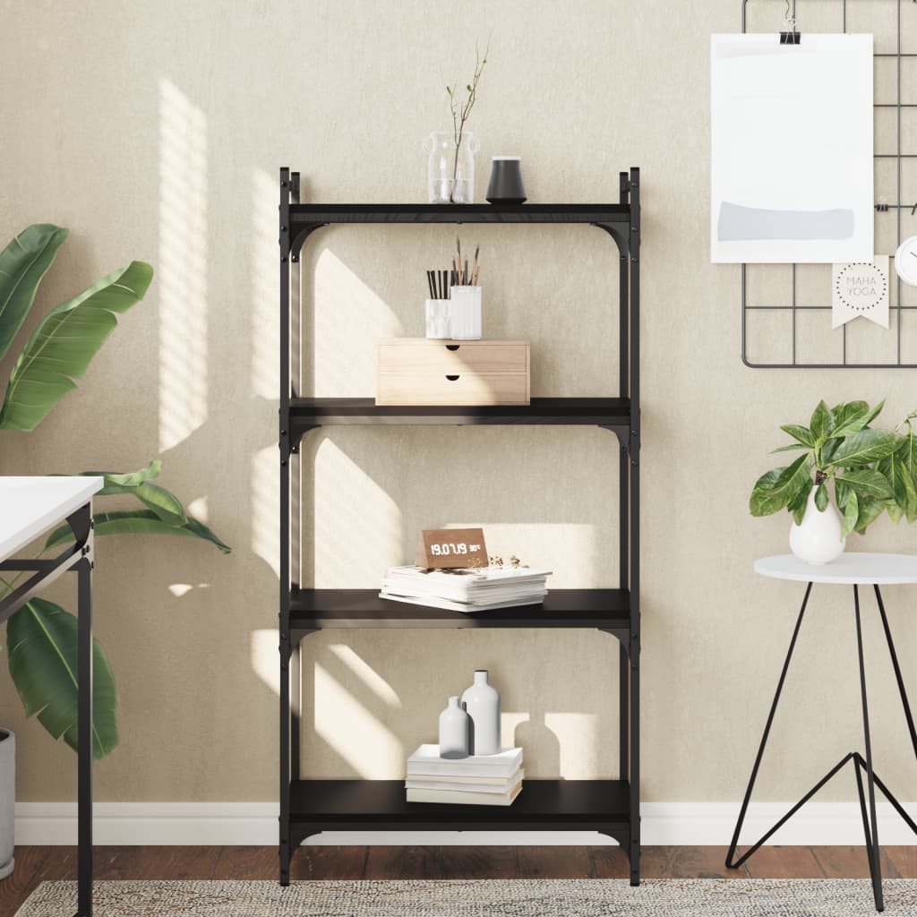 Bookcase 4 Shelves Black 60x30x120 cm Wood Material