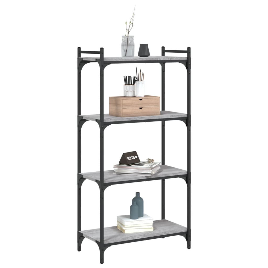 Bookcase 4 Shelves Grey Sonoma 60x30x120 cm Wood Material