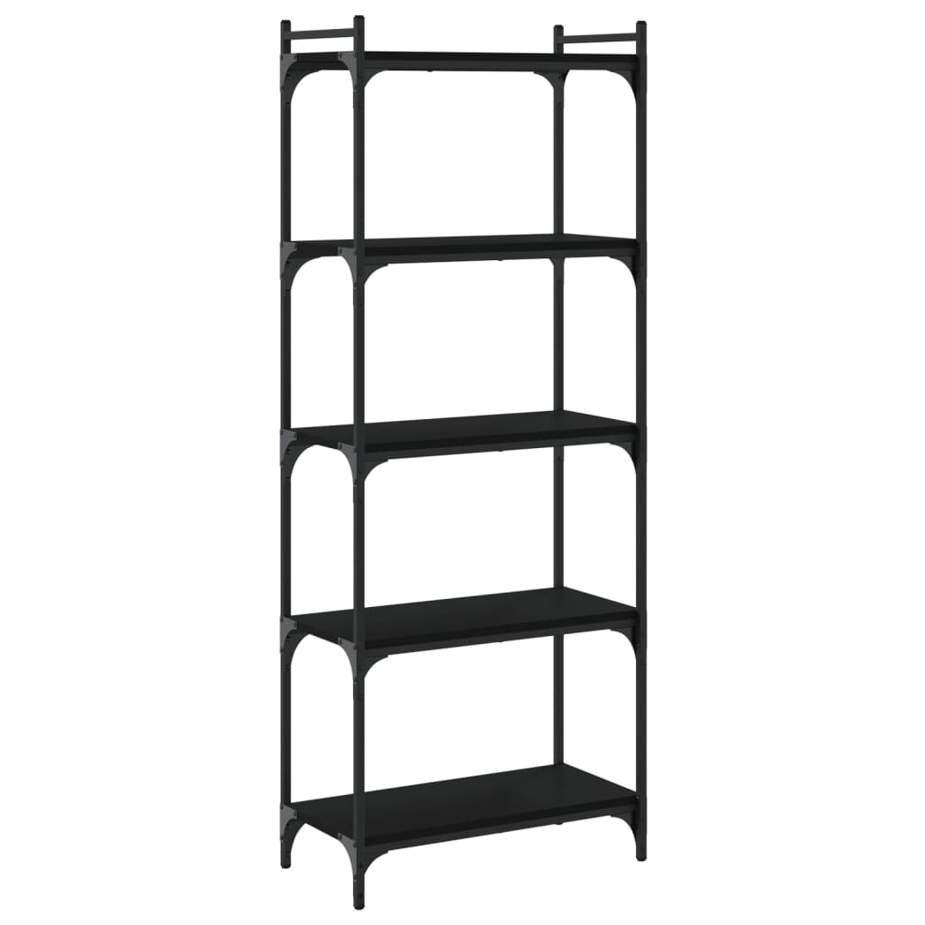 Bookcase 5 Shelves Black 60x30x154 cm Wood Material