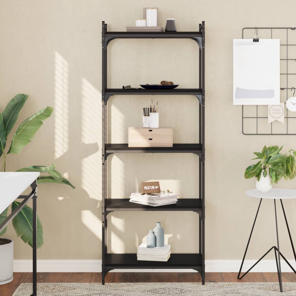 Bookcase 5 Shelves Black 60x30x154 cm Wood Material