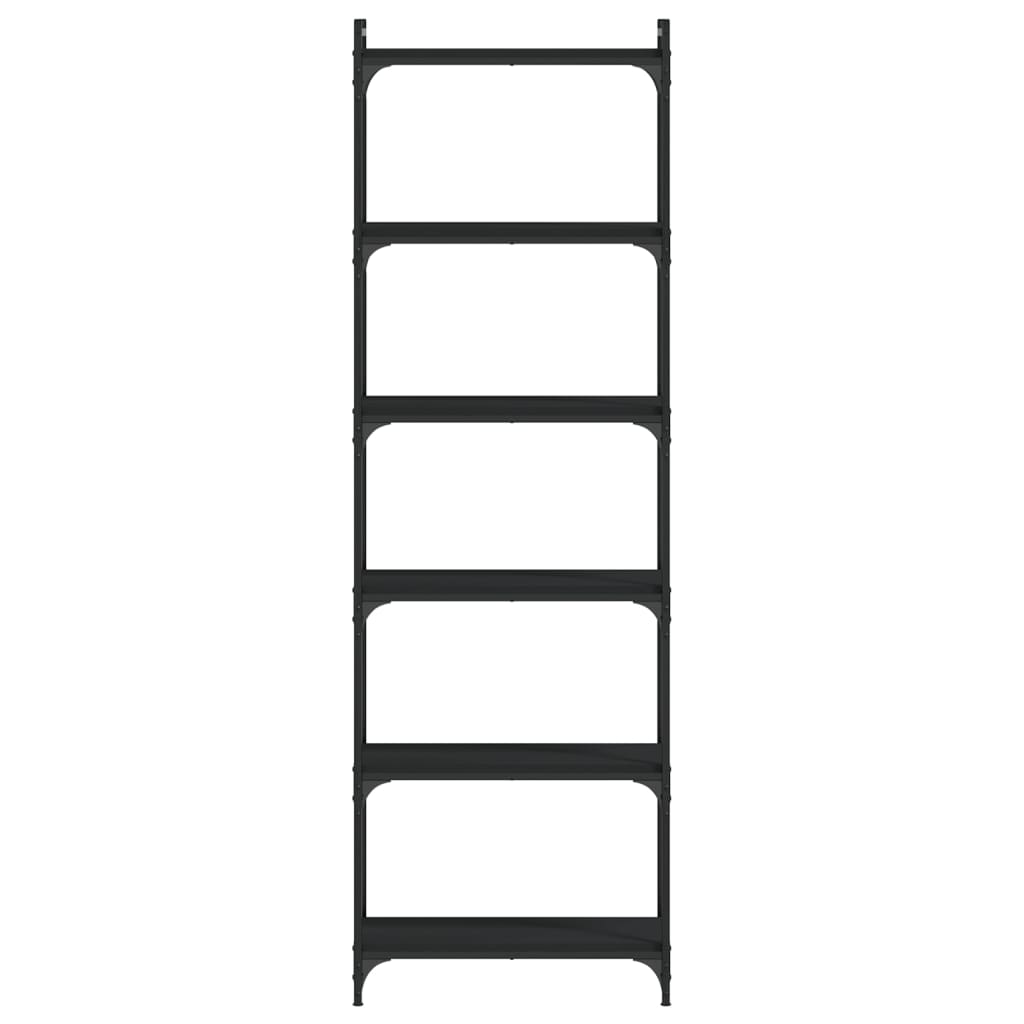 Bookcase 6 Shelves Black 60x30x188 cm Wood Material