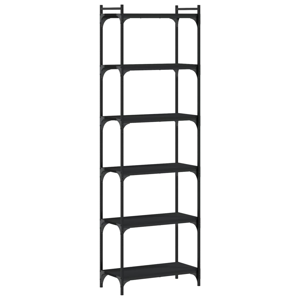 Bookcase 6 Shelves Black 60x30x188 cm Wood Material