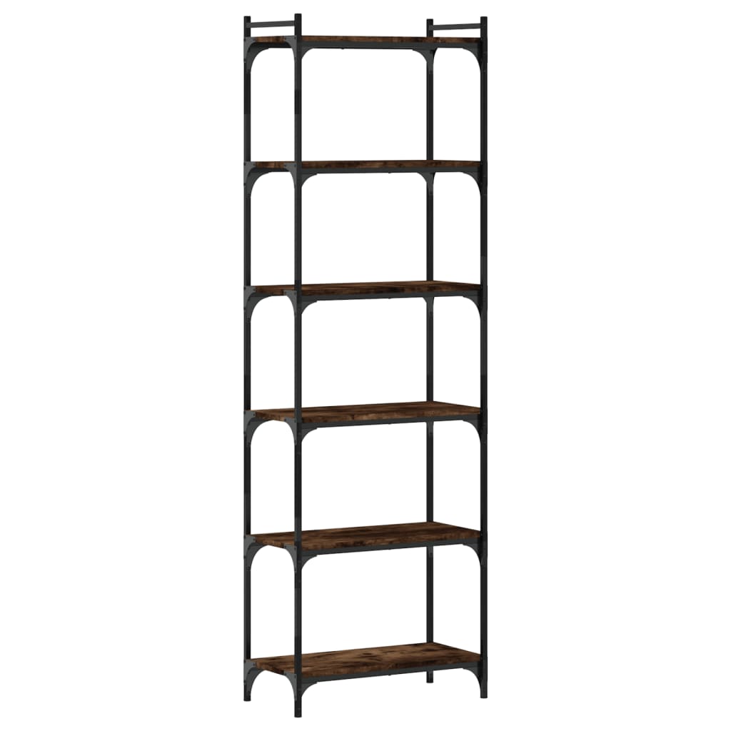 Bookcase 6 shelves smoked oak 60x30x188 cm wood material