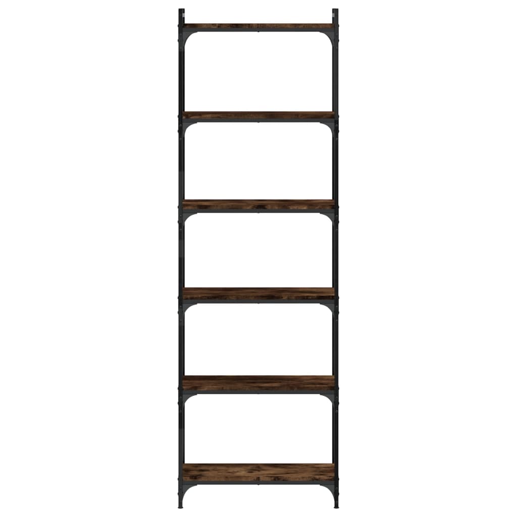 Bookcase 6 shelves smoked oak 60x30x188 cm wood material