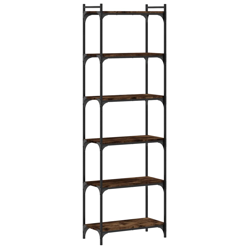 Bookcase 6 shelves smoked oak 60x30x188 cm wood material