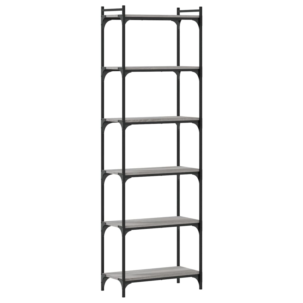 Bookcase 6 Shelves Grey Sonoma 60x30x188 cm Wood Material