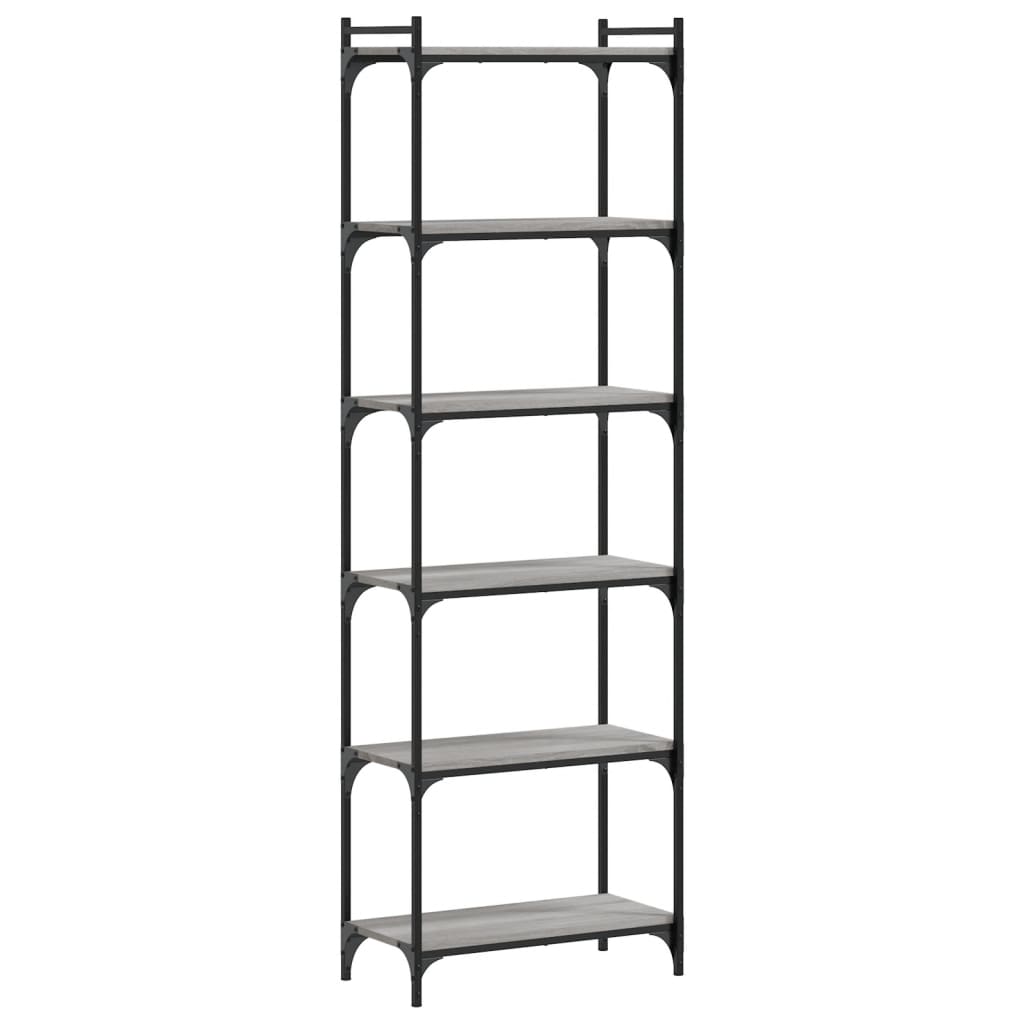 Bookcase 6 Shelves Grey Sonoma 60x30x188 cm Wood Material