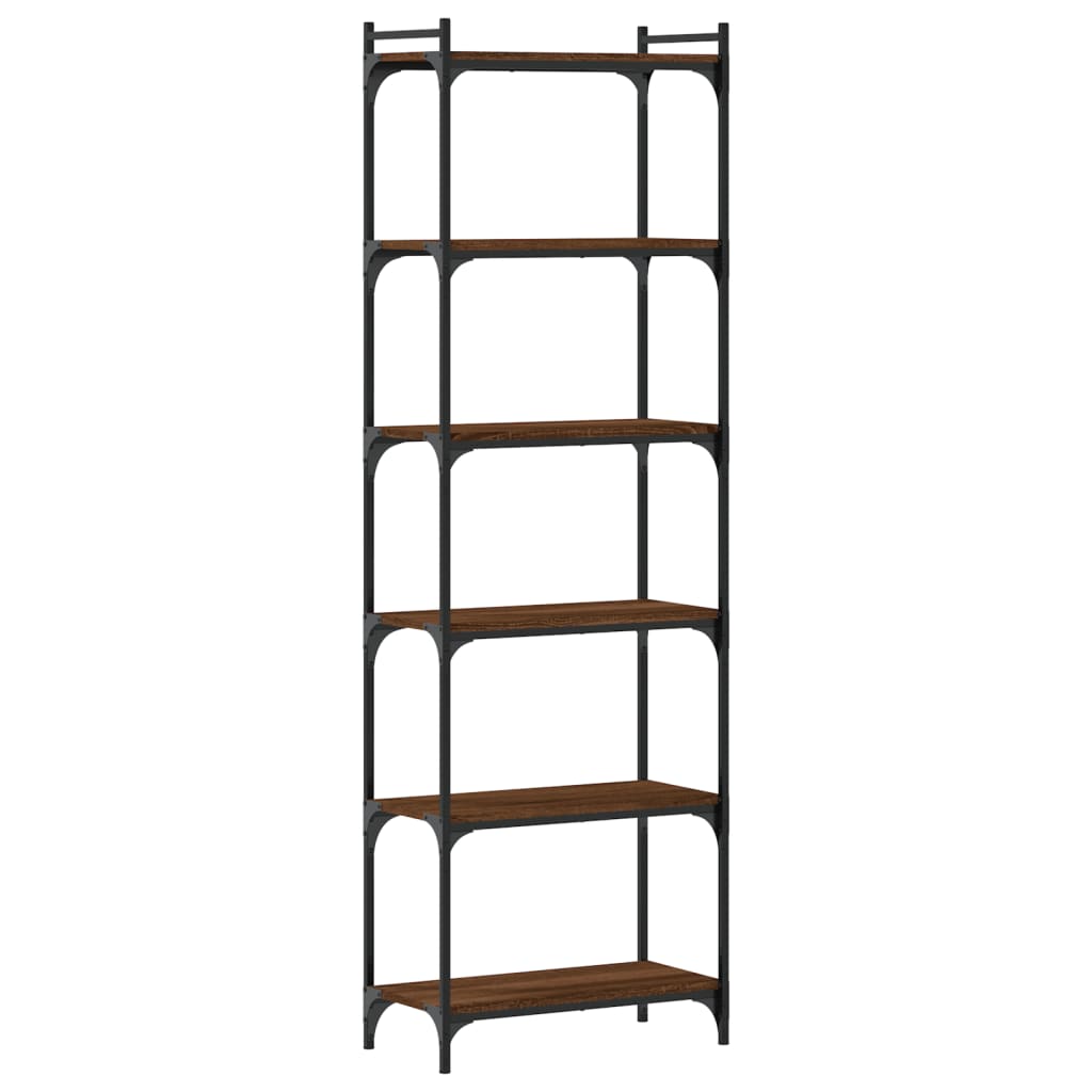 Bookcase 6 Shelves Brown Oak Look 60x30x188cm Wood Material