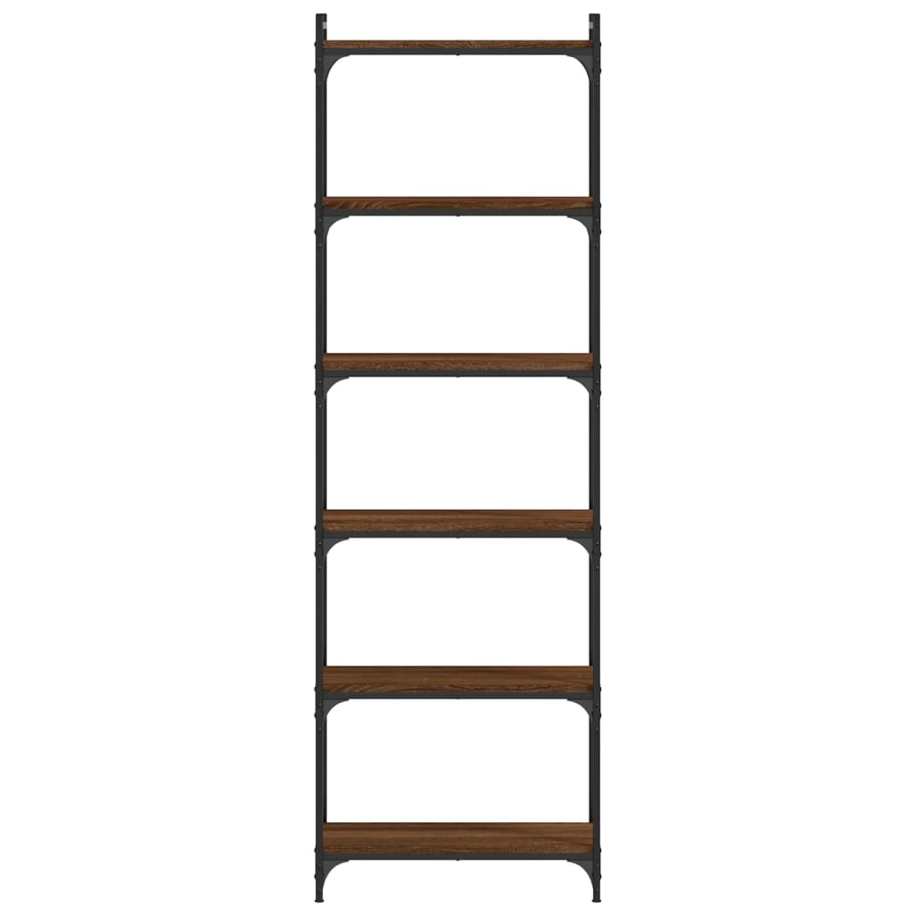 Bookcase 6 Shelves Brown Oak Look 60x30x188cm Wood Material