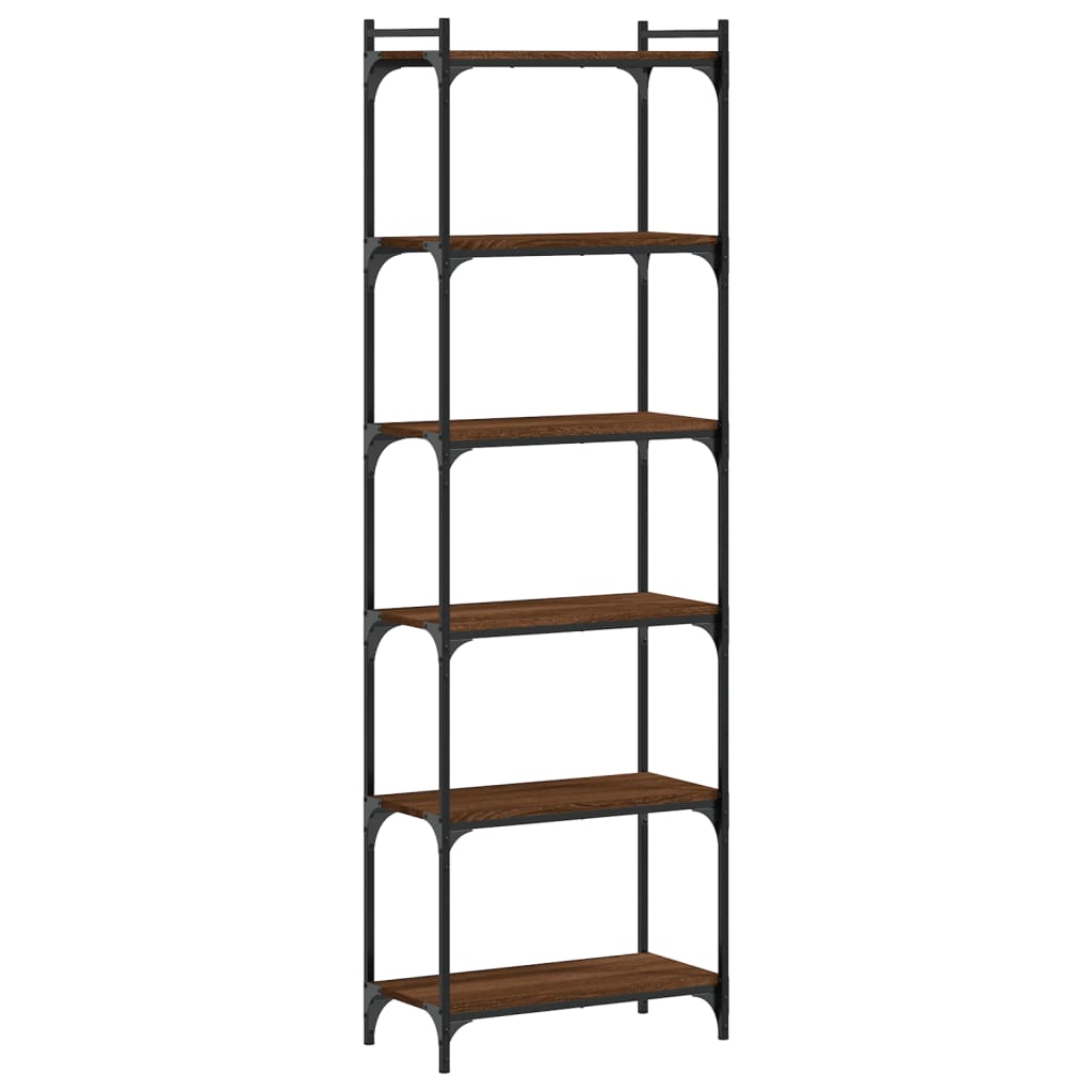 Bookcase 6 Shelves Brown Oak Look 60x30x188cm Wood Material