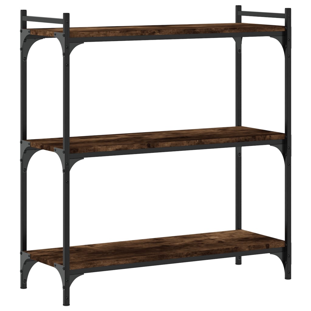 Bookcase 3 shelves smoked oak 80x30x86 cm wood material