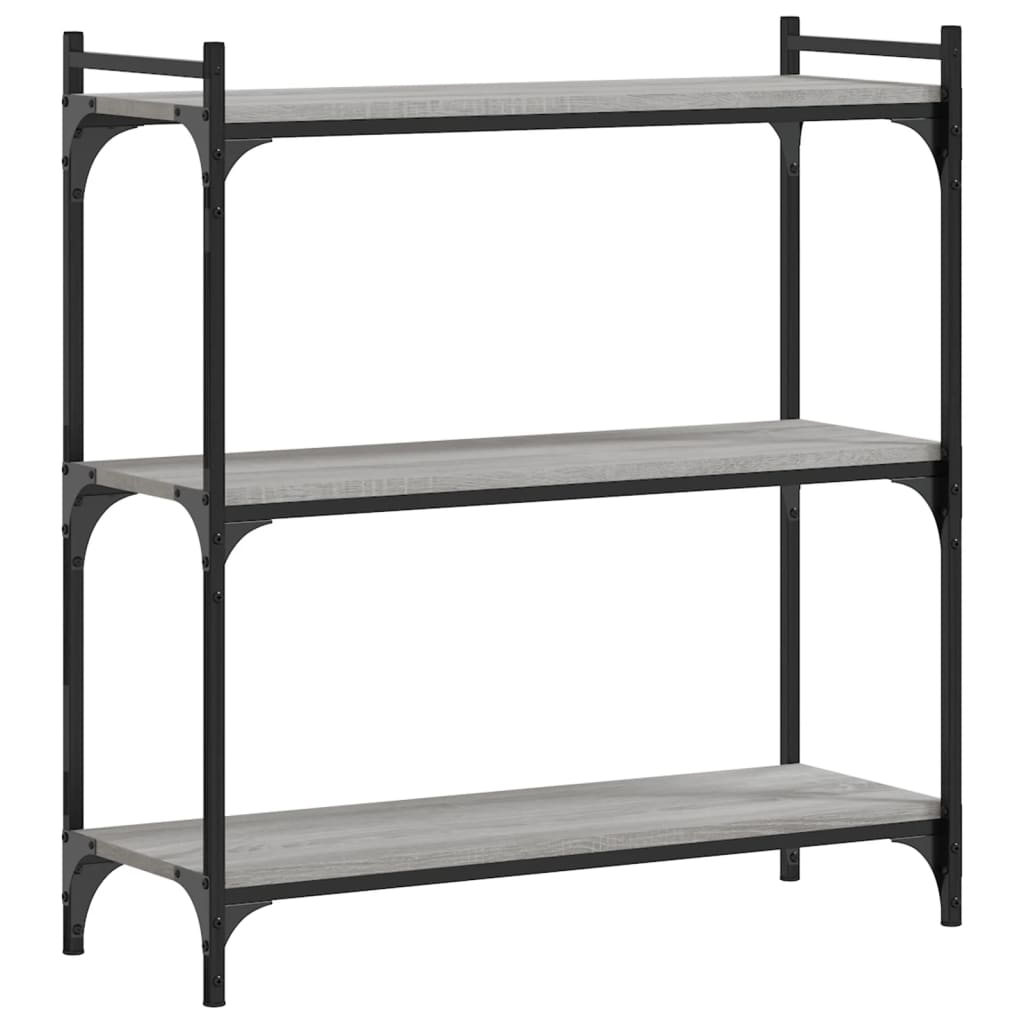 Bookcase 3 Shelves Grey Sonoma 80x30x86 cm Wood Material