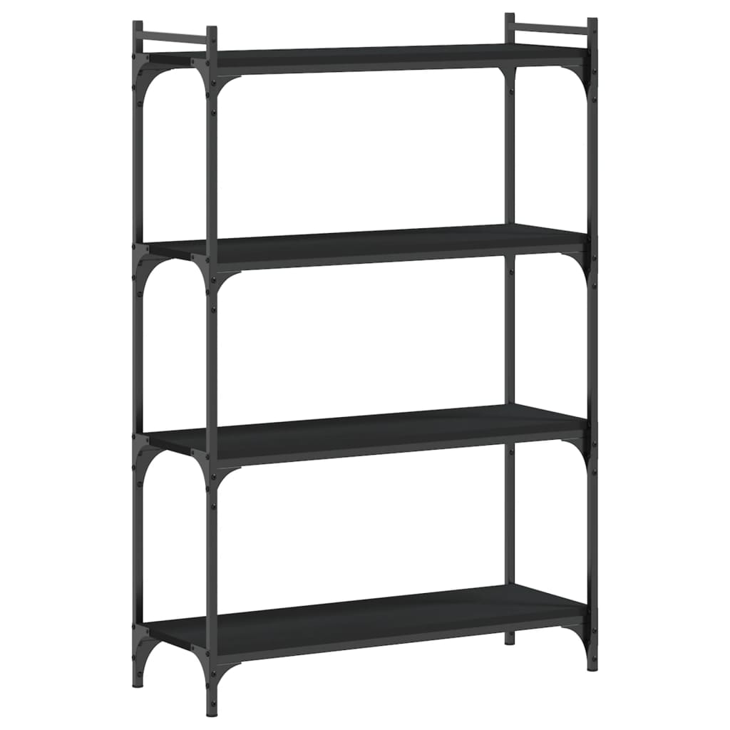 Bookcase 4 Shelves Black 80x30x120 cm Wood Material