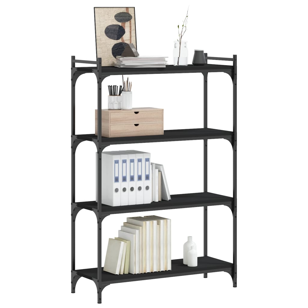 Bookcase 4 Shelves Black 80x30x120 cm Wood Material