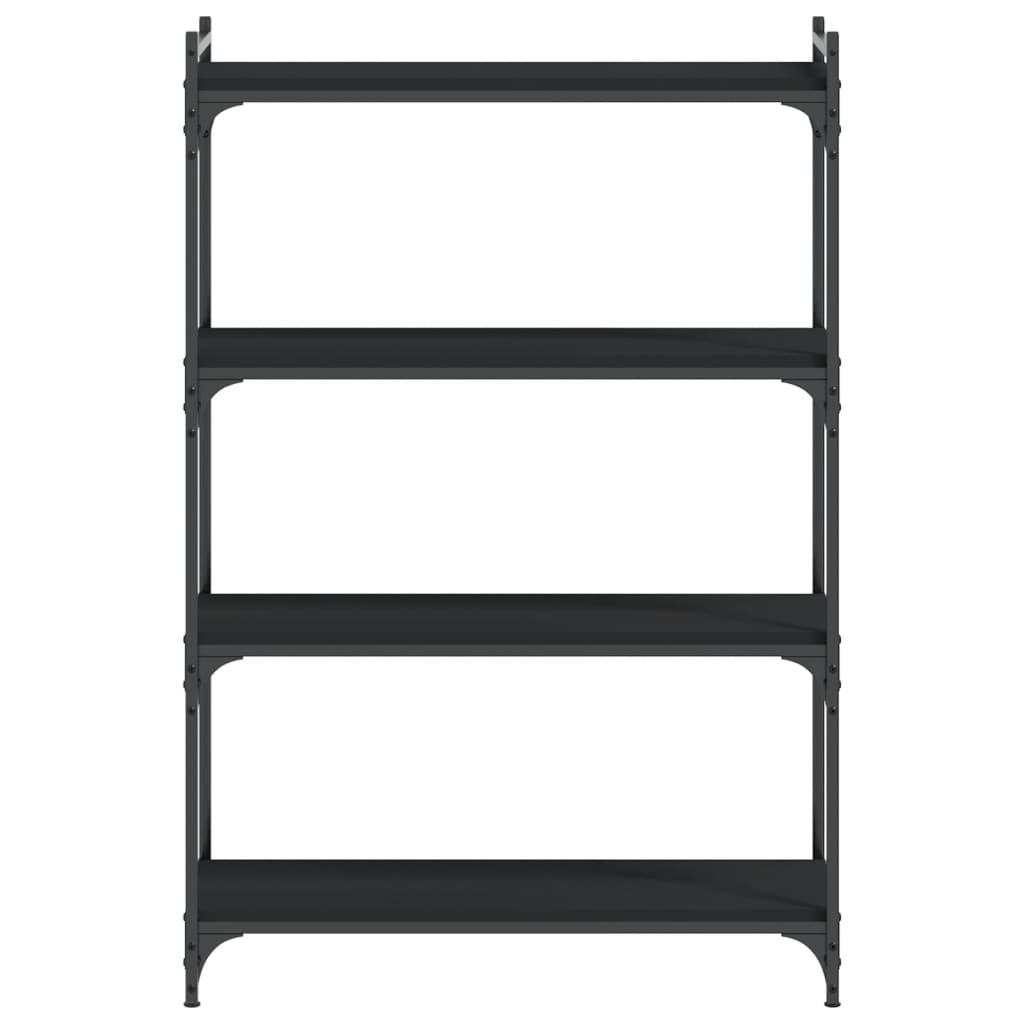 Bookcase 4 Shelves Black 80x30x120 cm Wood Material