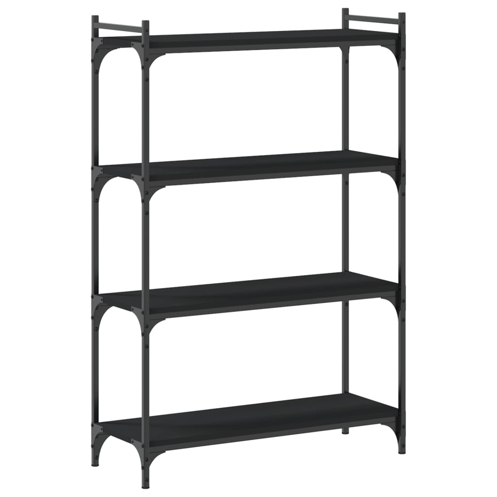 Bookcase 4 Shelves Black 80x30x120 cm Wood Material