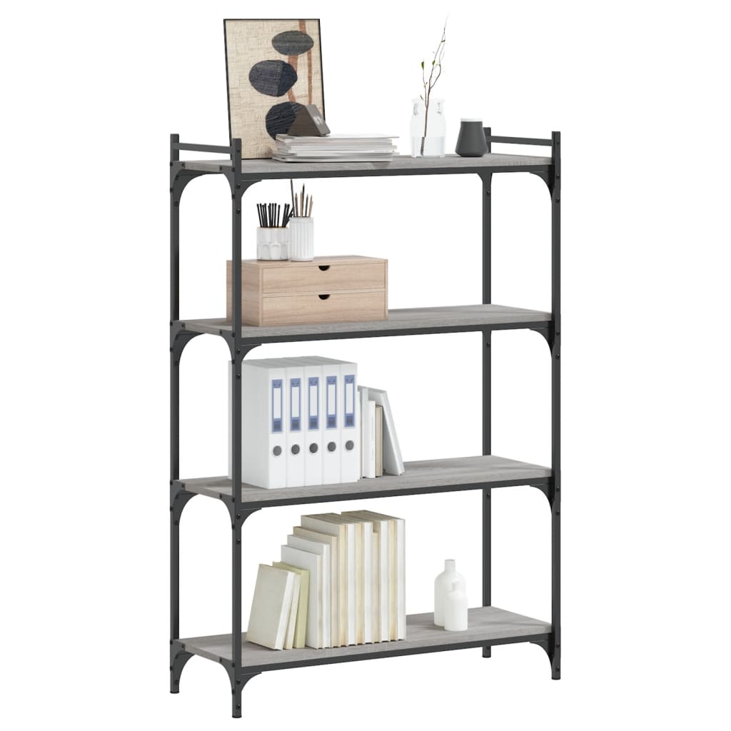 Bookcase 4 Shelves Grey Sonoma 80x30x120 cm Wood Material