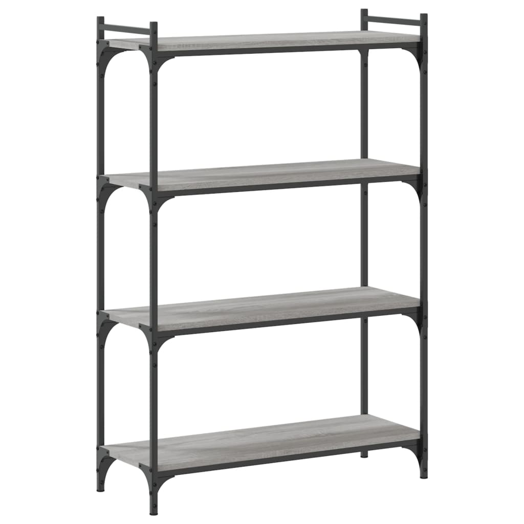 Bookcase 4 Shelves Grey Sonoma 80x30x120 cm Wood Material