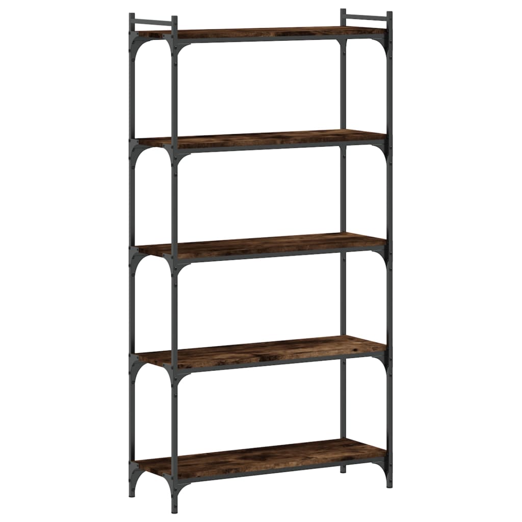 Bookcase 5 shelves smoked oak 80x30x154 cm wood material