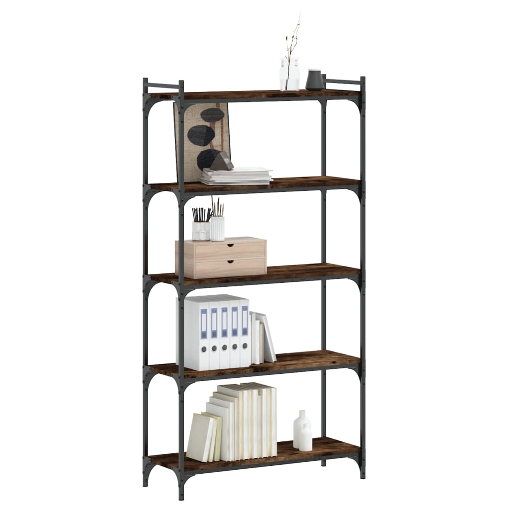 Bookcase 5 shelves smoked oak 80x30x154 cm wood material