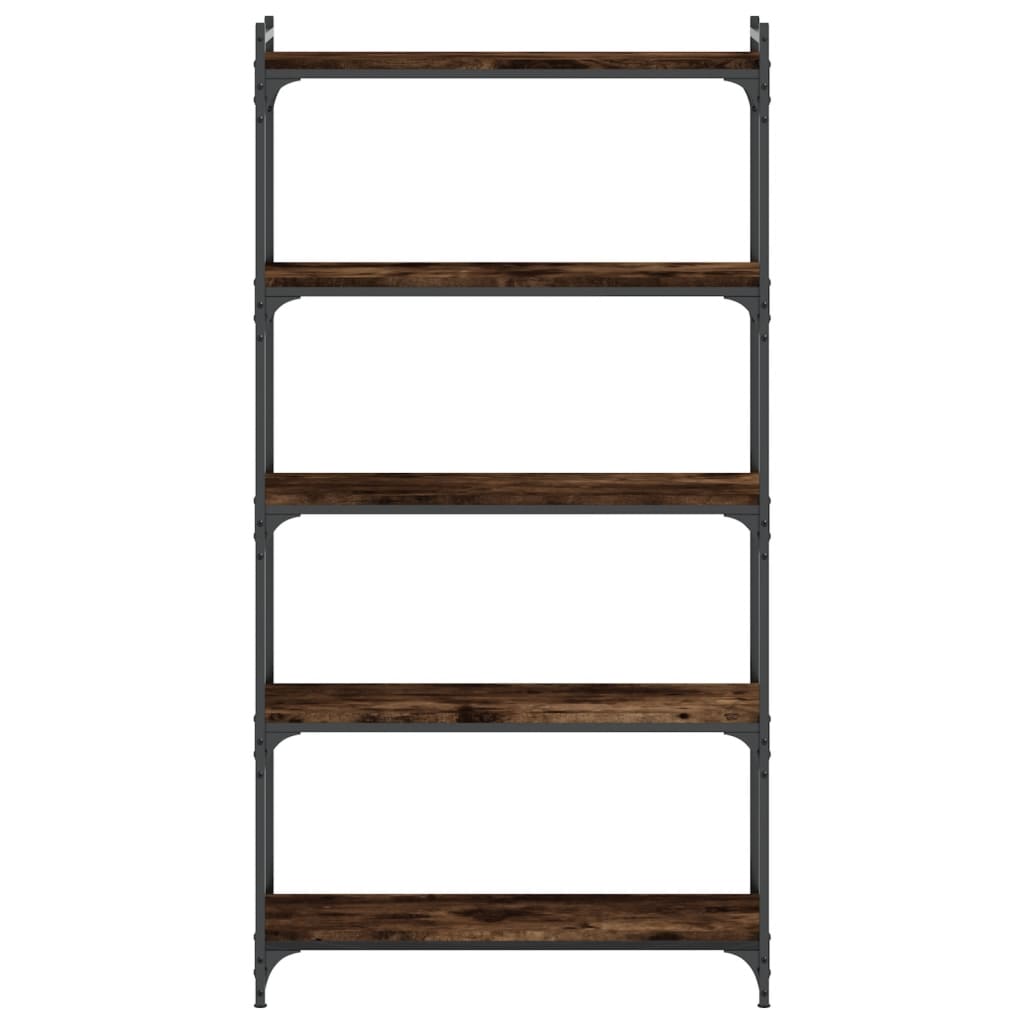 Bookcase 5 shelves smoked oak 80x30x154 cm wood material