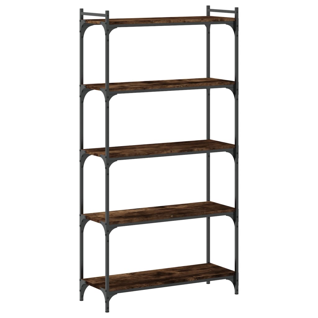 Bookcase 5 shelves smoked oak 80x30x154 cm wood material