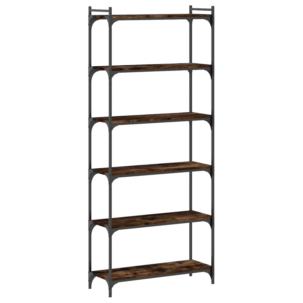 Bookcase 6 shelves smoked oak 80x30x188 cm wood material