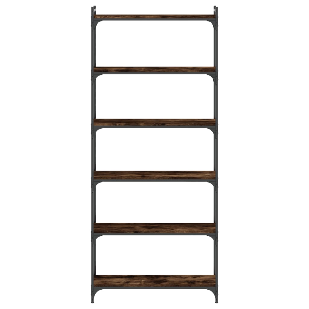 Bookcase 6 shelves smoked oak 80x30x188 cm wood material