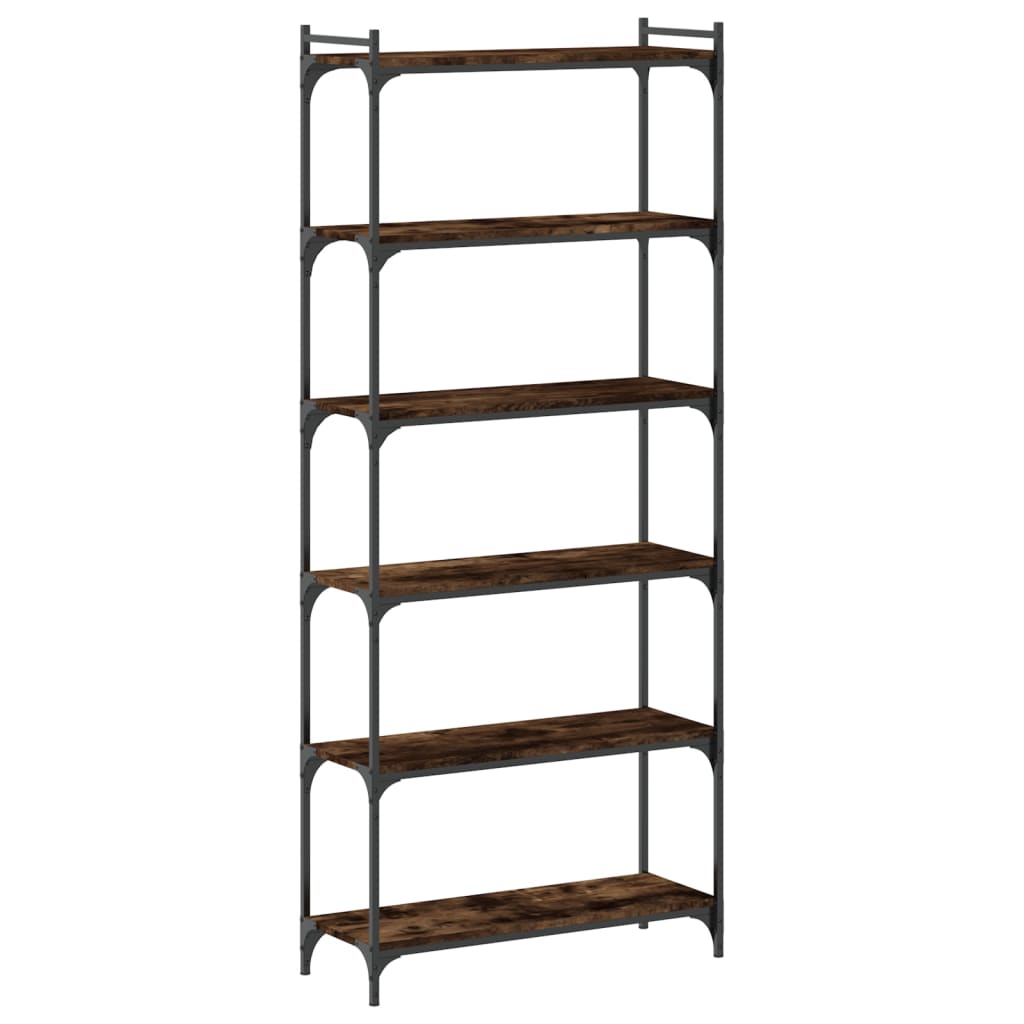 Bookcase 6 shelves smoked oak 80x30x188 cm wood material