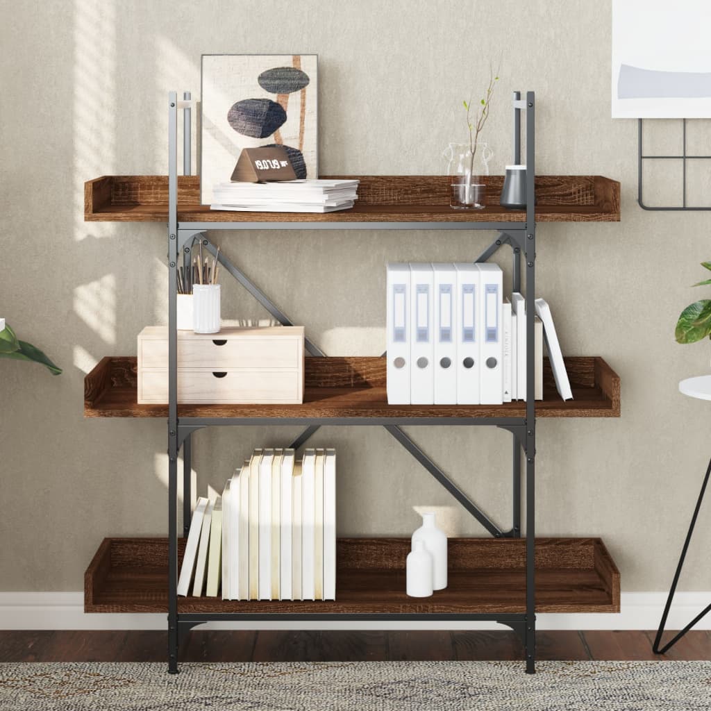 Bookcase 3 Shelves Brown Oak Look 100x33x108.5 cm