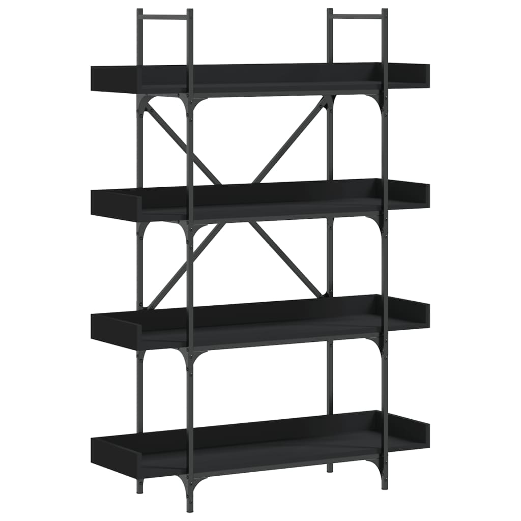 Bookcase 4 Shelves Black 100x33x145.5 cm Wood Material