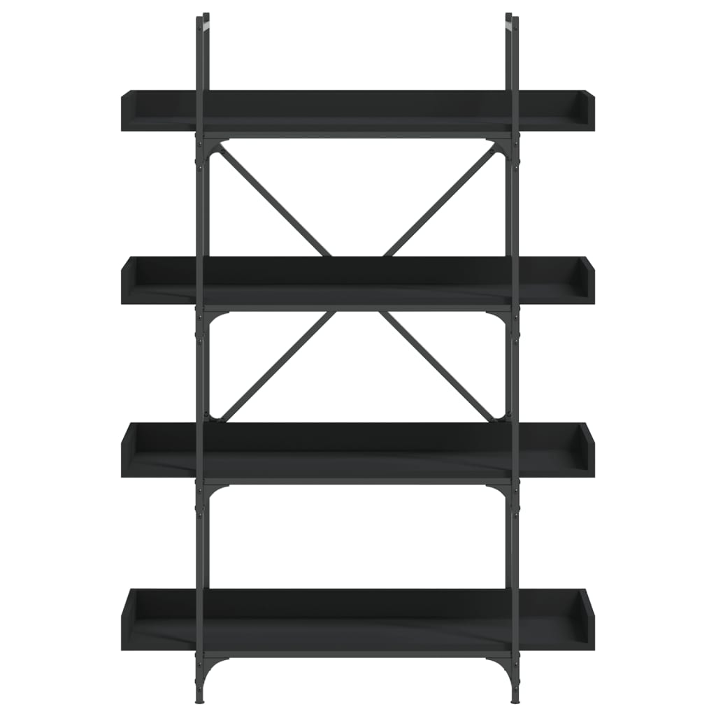 Bookcase 4 Shelves Black 100x33x145.5 cm Wood Material