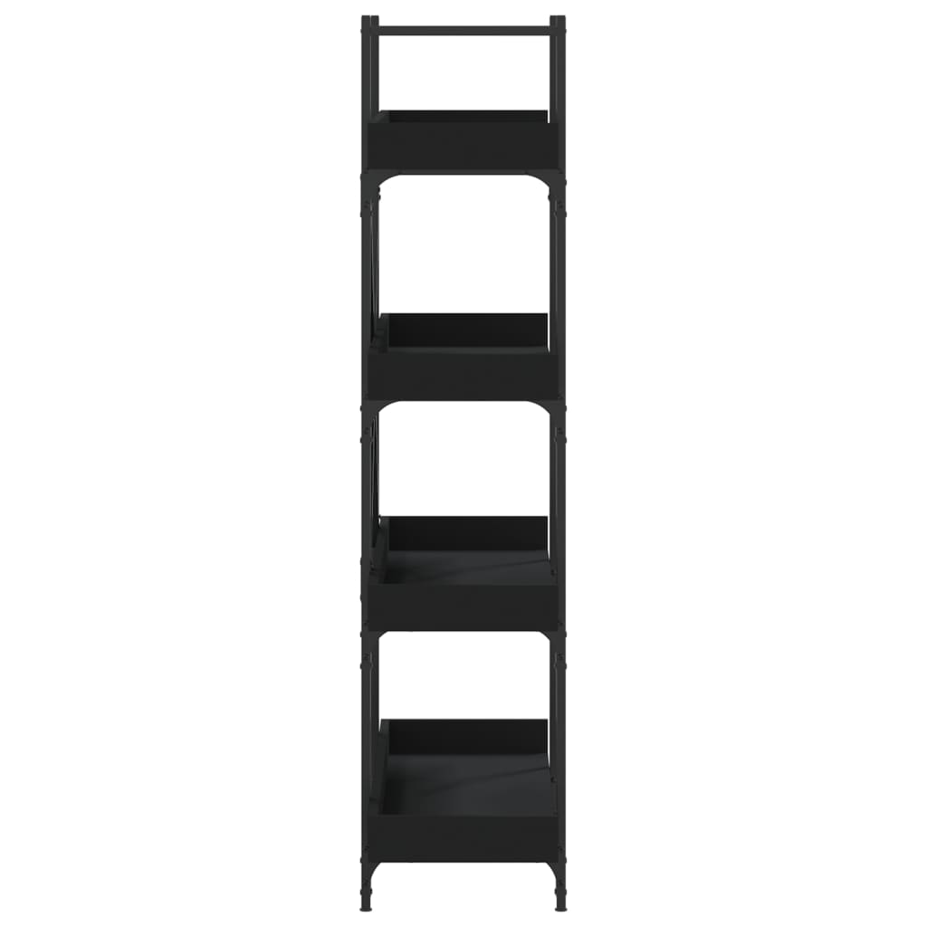 Bookcase 4 Shelves Black 100x33x145.5 cm Wood Material